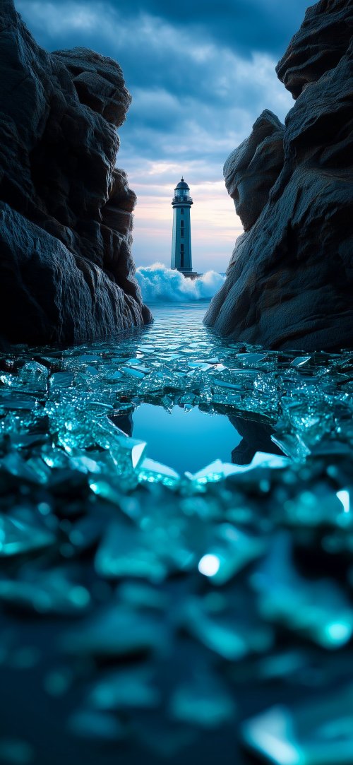 Lighthouse Amidst Crashing Waves
