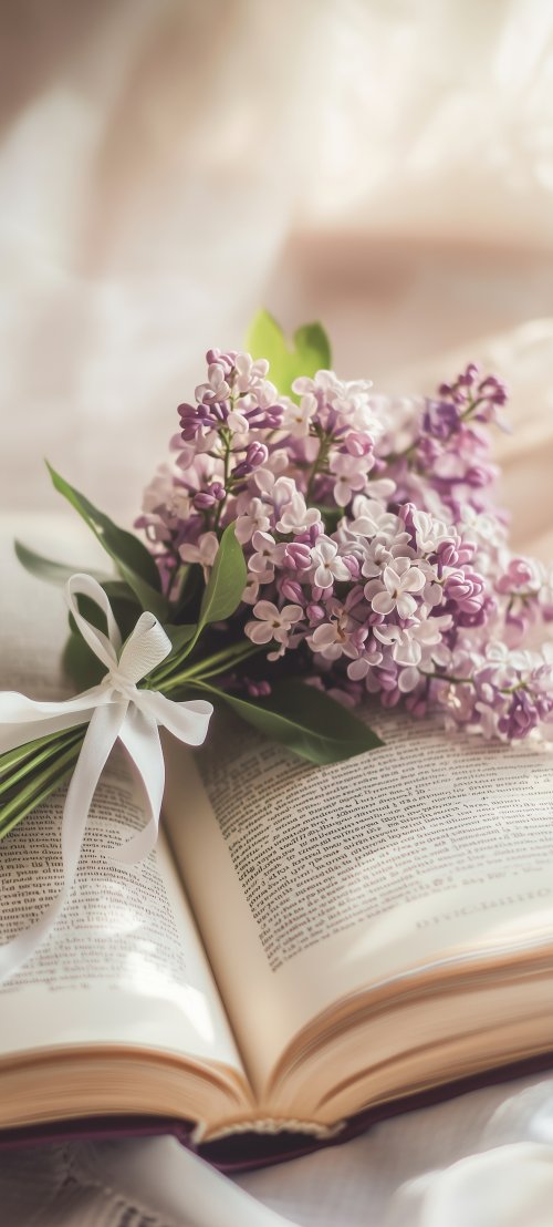 Lilacs on Open Book