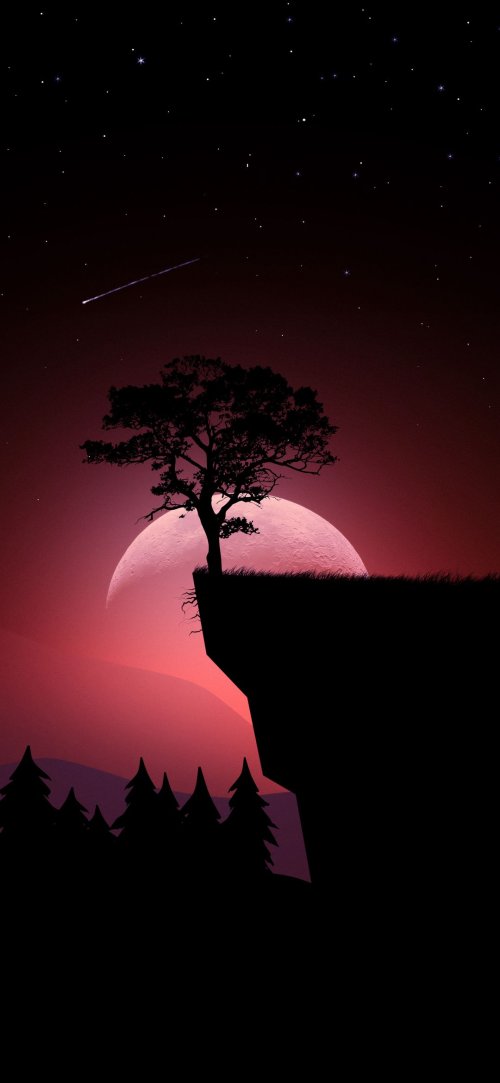 Lone Tree Moon Cliff