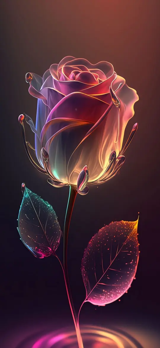 Luminous Glass Rose - floral Wallpaper