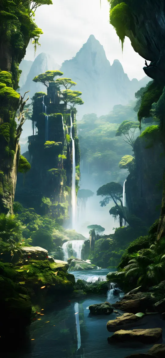 Lush Waterfall Paradise - Related OpersCraft wallpaper