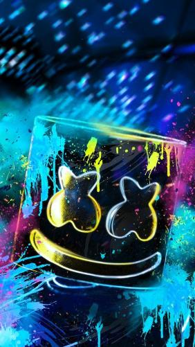 Marshmello Neon Splash Art - music Wallpaper