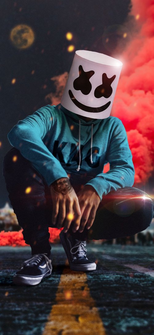 Marshmello Squatting Wallpaper