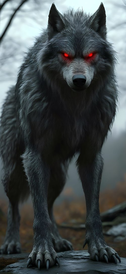 Menacing Wolf Glowing Eyes
