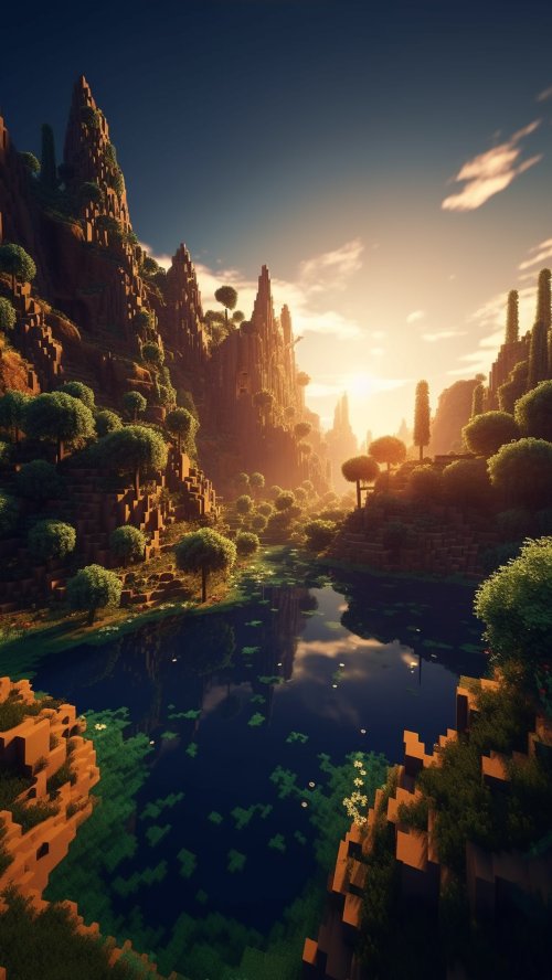 Minecraft Mountain Landscape - Related StockWalls wallpaper