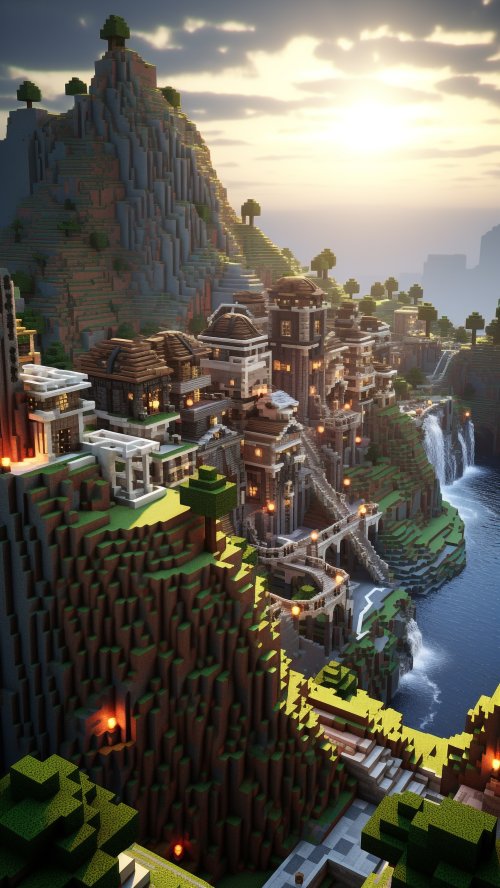 Minecraft Mountain Village - minecraft Wallpaper