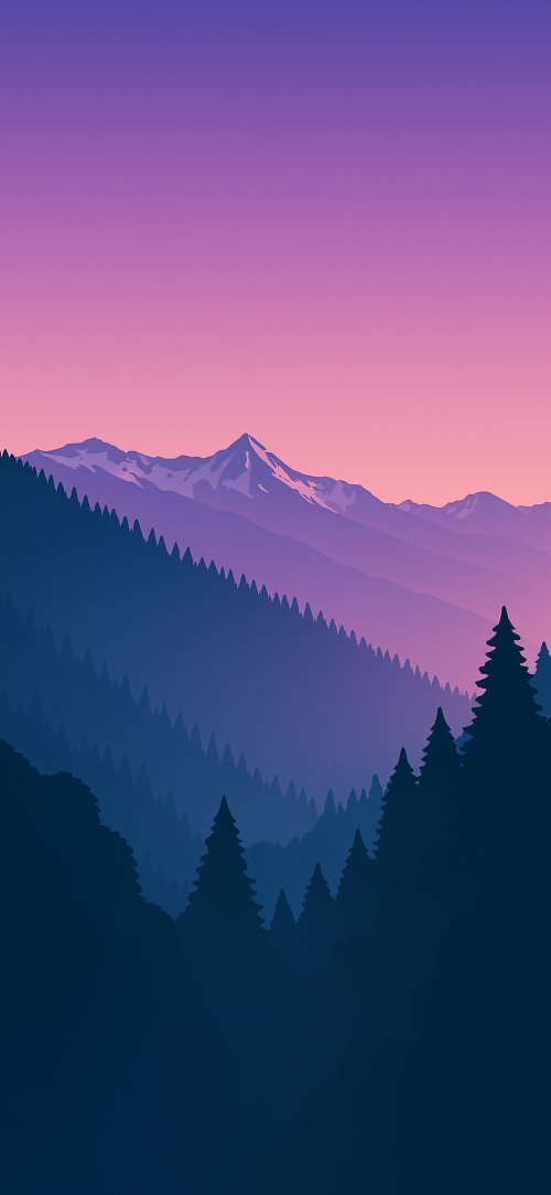 Minimalist Mountain Forest Sunset - Related OpersCraft wallpaper