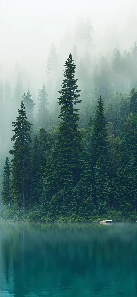 Misty Evergreen Lake