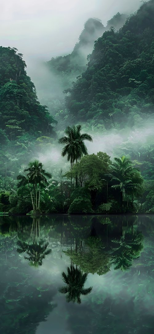 Misty Jungle Lake