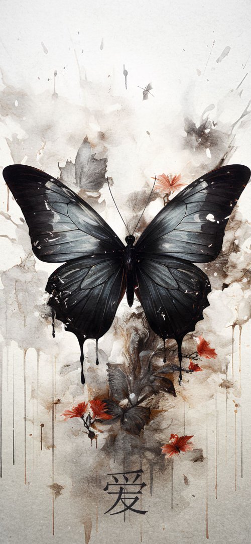 Monochrome_Butterfly_Floral_Art - Related OpersCraft wallpaper