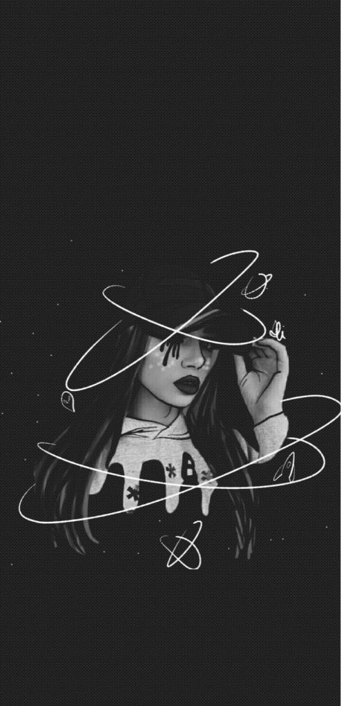 Monochrome Girl with Planets - Related OpersCraft wallpaper