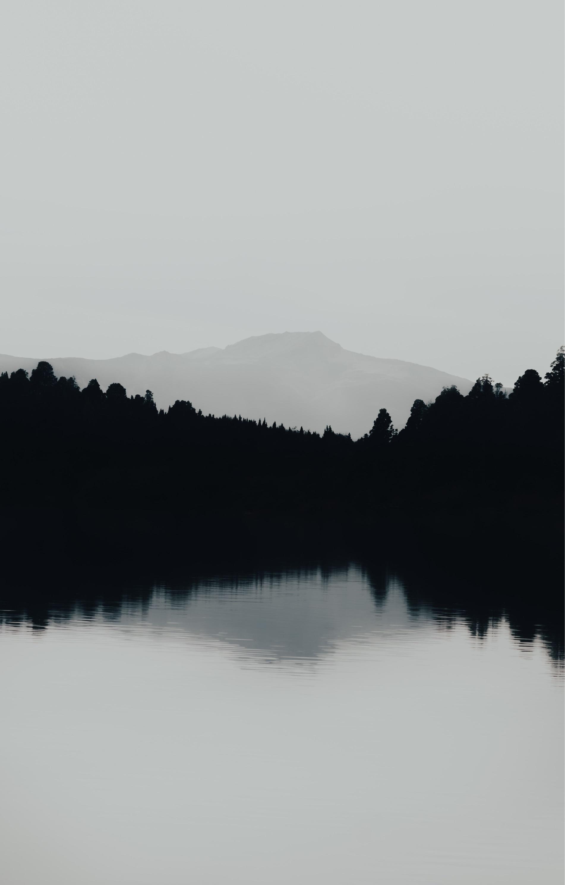 Monochrome Lake Reflection
