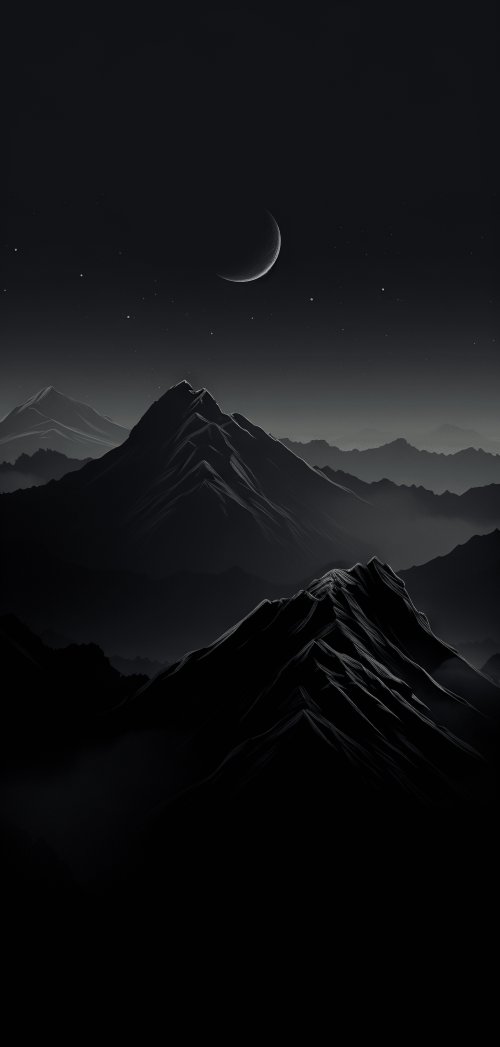 Monochrome Mountain Nightscape - Related Desktop & Laptop wallpaper