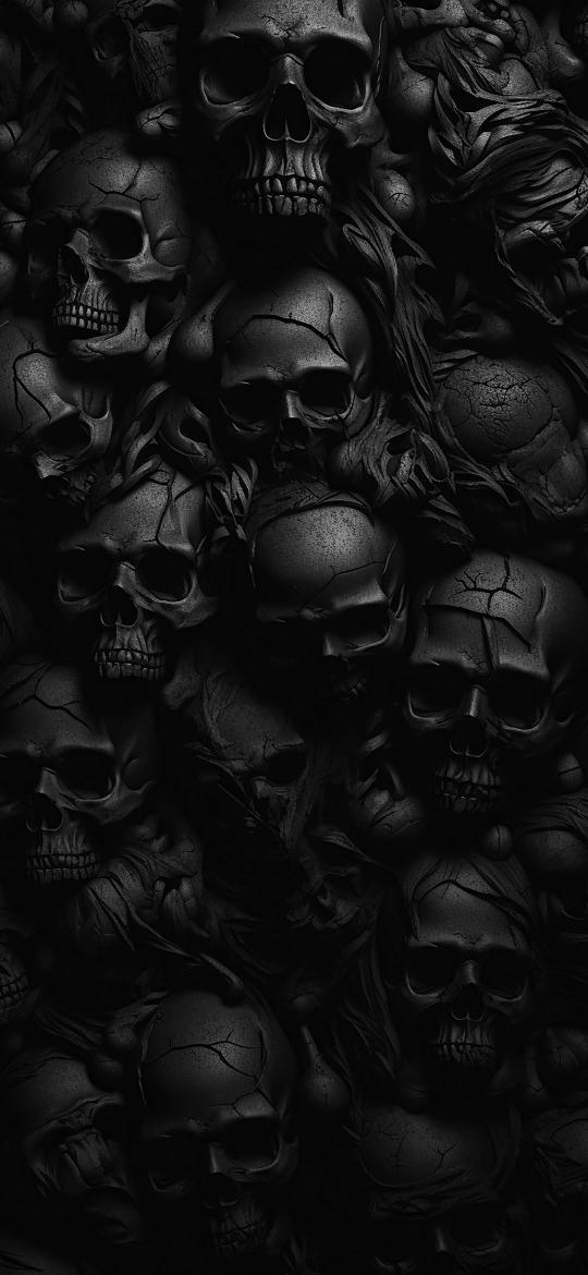 Monochrome Skull Pile - gothic Wallpaper