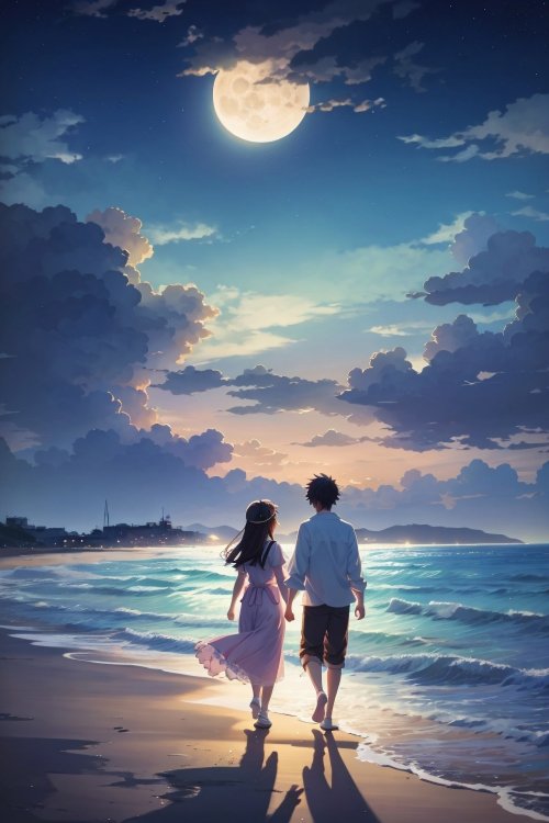 Moonlit Beach Stroll - Related OpersCraft wallpaper