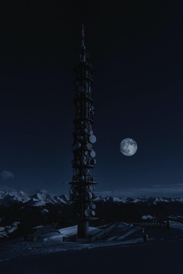 Moonlit Communication Tower