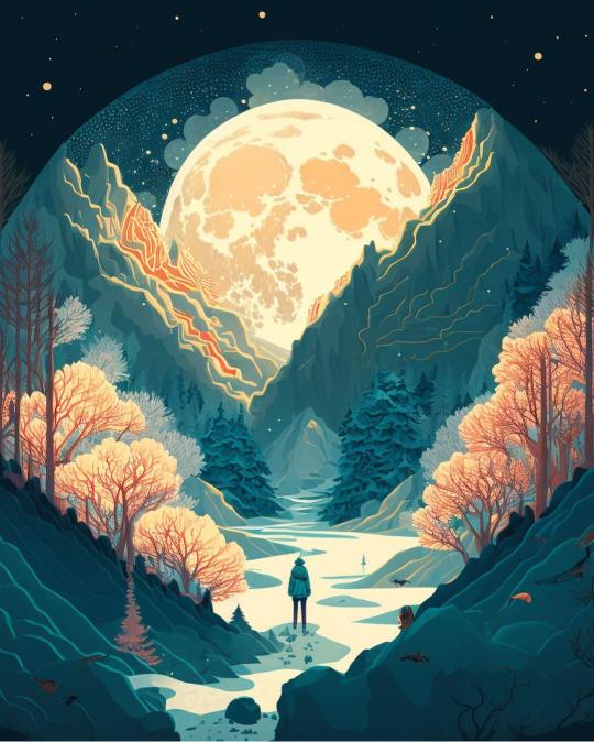 Moonlit Mountain Serenity - Related StockWalls wallpaper