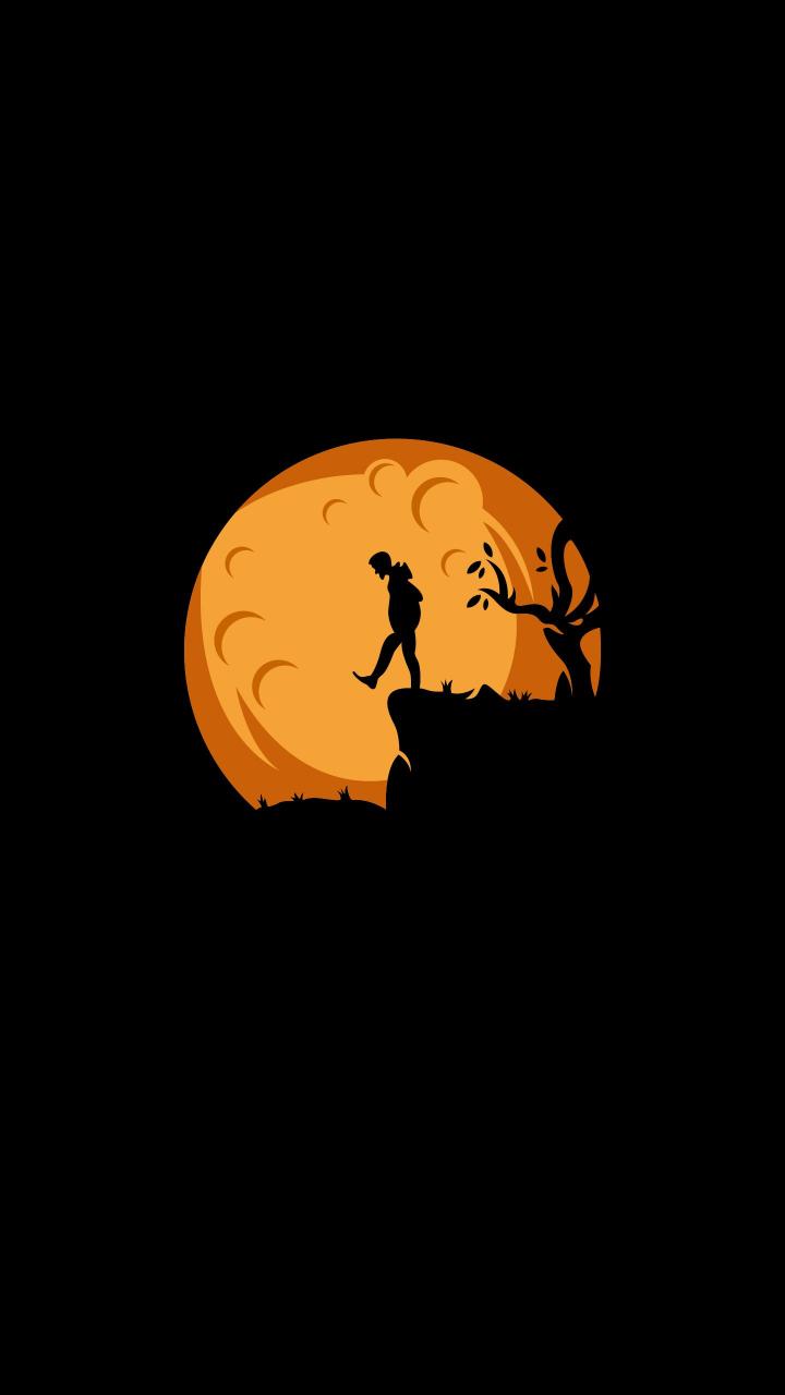 Moonlit Silhouette Walker