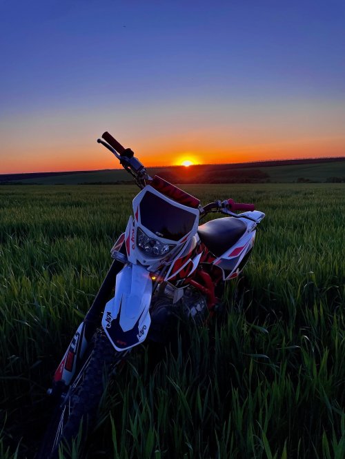 Motorbike Sunset Field