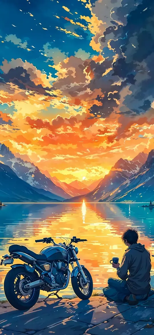 Motorcycle Sunset Serenity - Related OpersCraft wallpaper