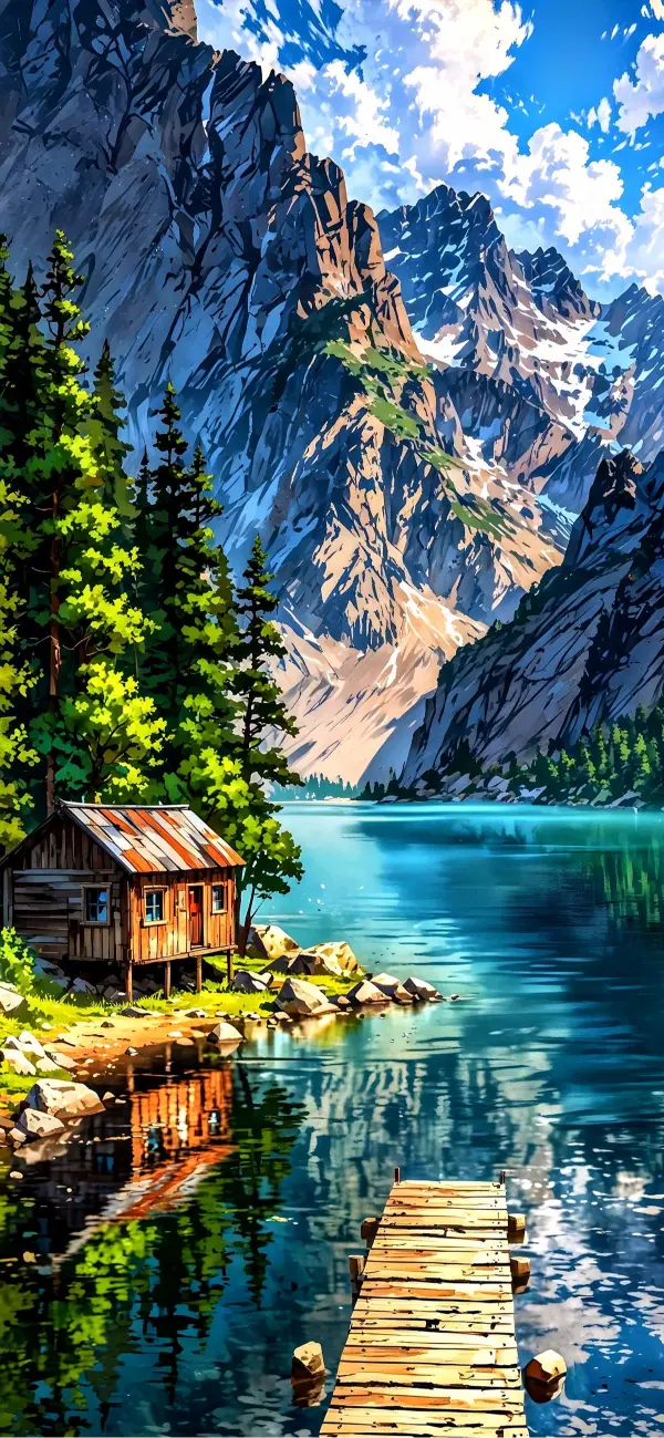 Mountain Lake Cabin Retreat - Related StockWalls wallpaper