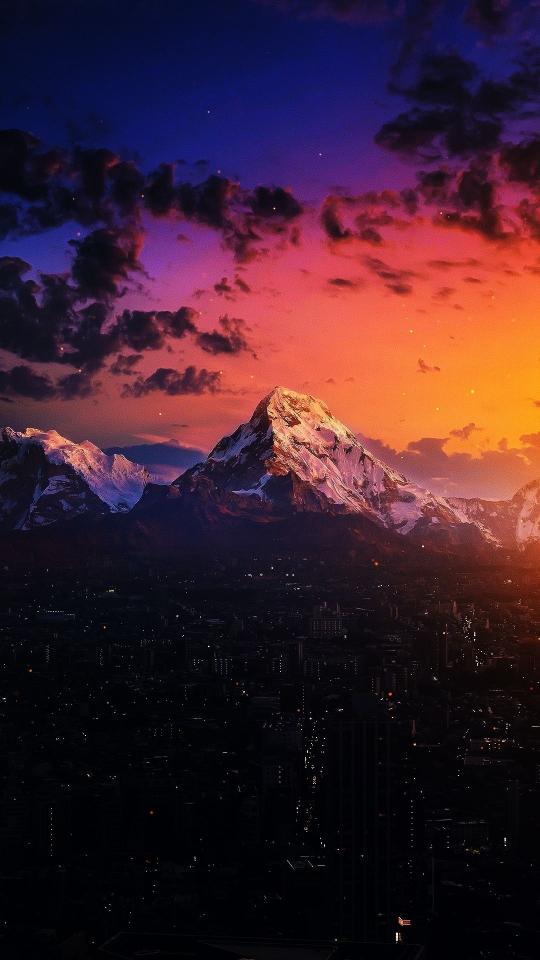 Mountain Peak Sunset City - Related OpersCraft wallpaper
