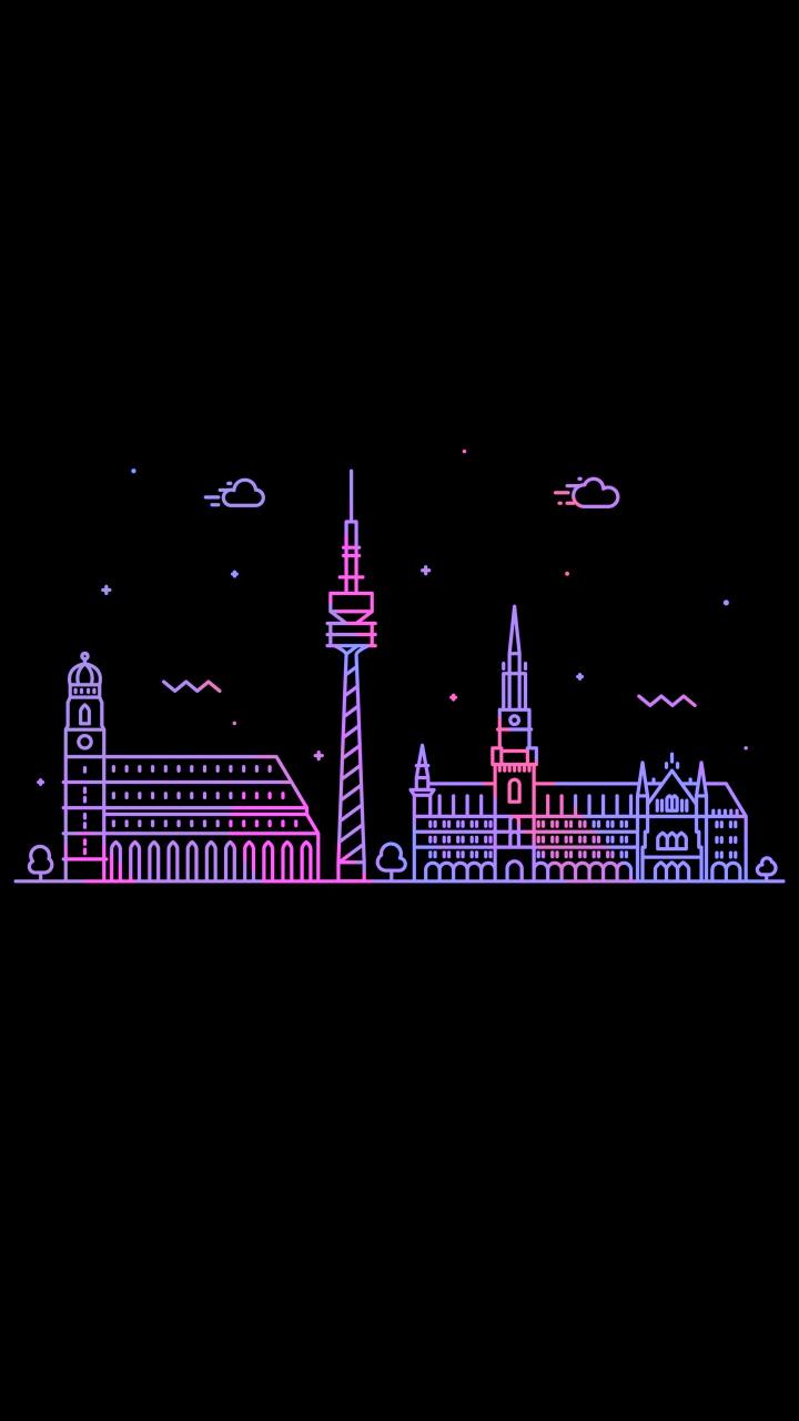 Munich Skyline Neon Glow - Related OpersCraft wallpaper