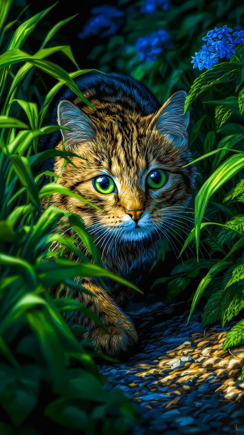 Mysterious Forest Cat - animals Wallpaper