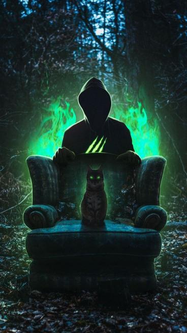 Mystic Cat and Guardian - fantasy Wallpaper