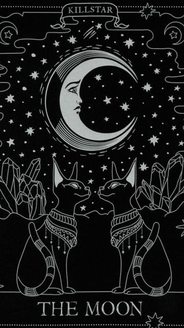 Mystic Cats and Moon - gothic Wallpaper
