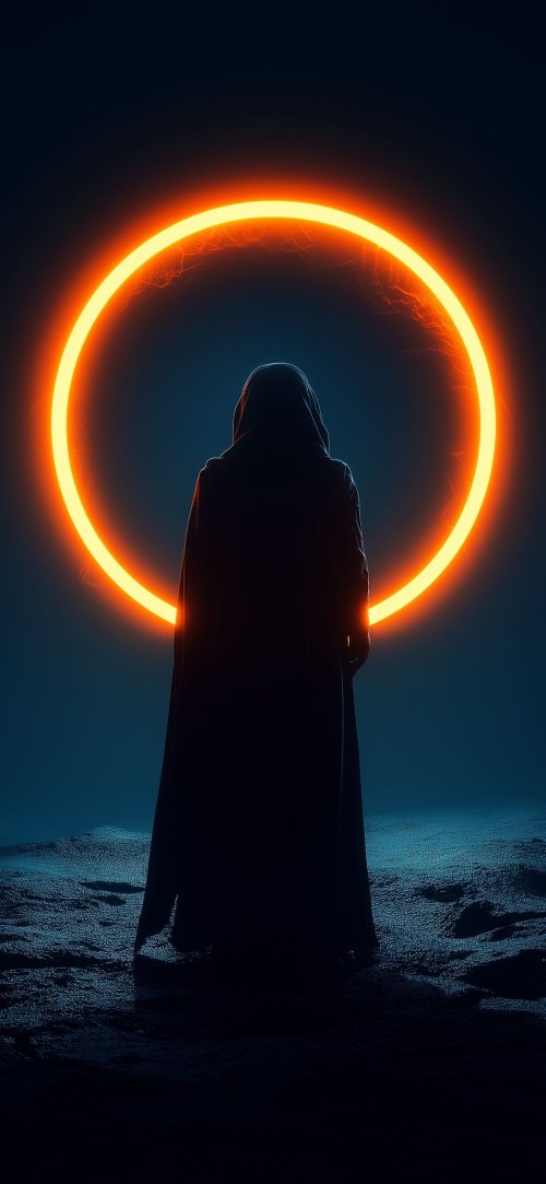 Mystic Figure in Neon Ring - Related Darkify wallpaper