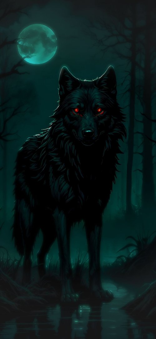 Mystic Wolf Moonlit Forest