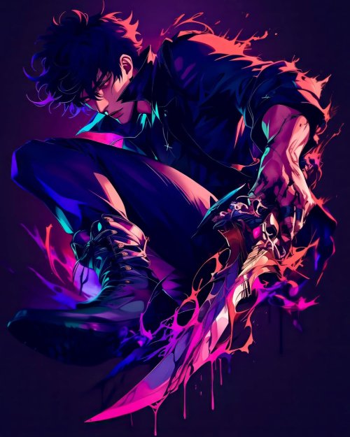 Neon Anime Swordsman - Related OpersCraft wallpaper