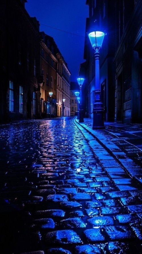 Neon Blue City Street - Related OpersCraft wallpaper
