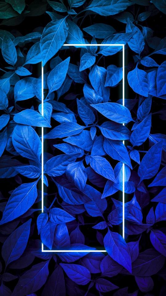 Neon Blue Leaf Frame - Related OpersCraft wallpaper