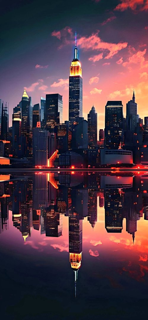 Neon City Reflection