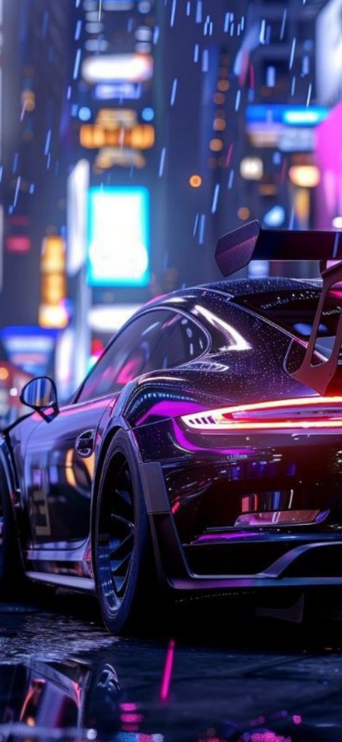 Neon City Sports Car - Related OpersCraft wallpaper