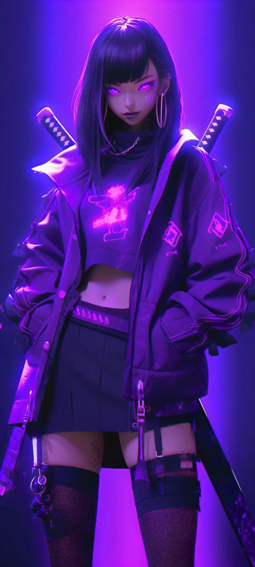 Neon Cyberpunk Samurai Girl - Related StockWalls wallpaper