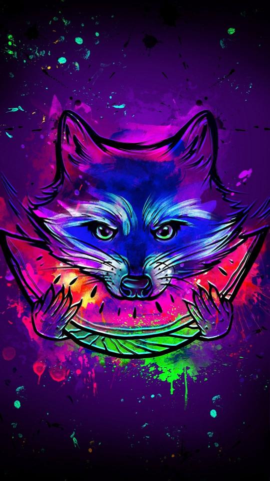 Neon Fox Watermelon Feast - Related OpersCraft wallpaper