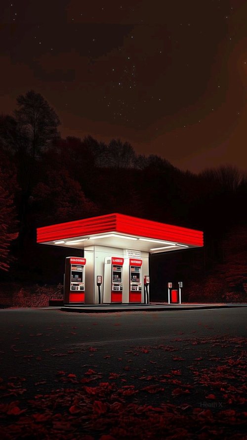 Neon Gas Station Night