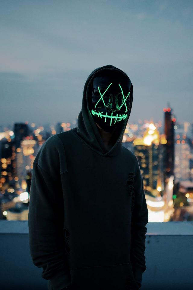 Neon Mask Cityscape - Related OpersCraft wallpaper