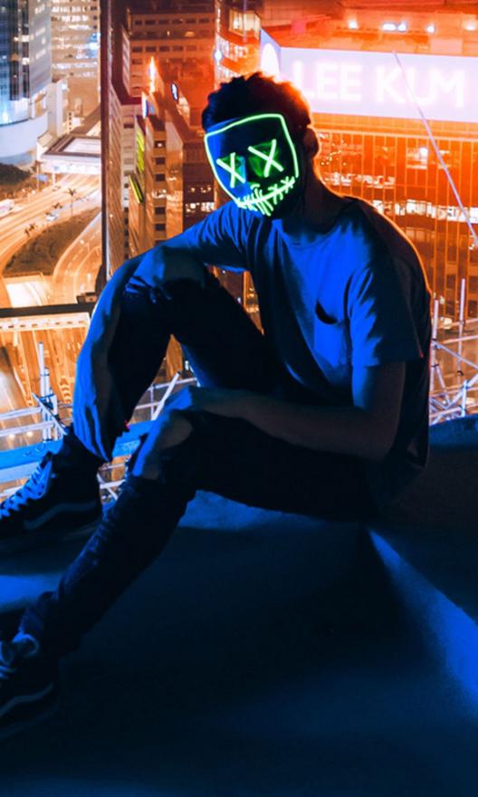 Neon Mask Rooftop View - Related OpersCraft wallpaper