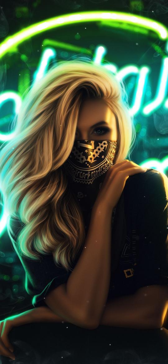 Neon Masked Beauty - Related StockWalls wallpaper