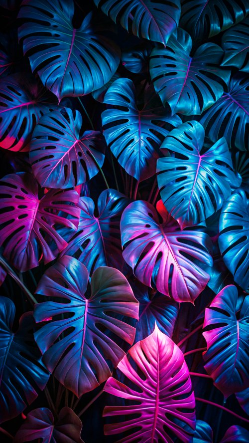 Neon Monstera Leaves