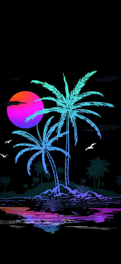 Neon Palm Sunset