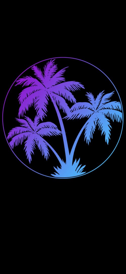 Neon Palm Trees Circle