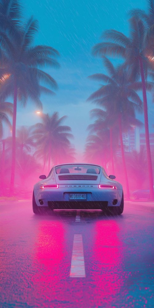 Neon Porsche Paradise - Related StockWalls wallpaper