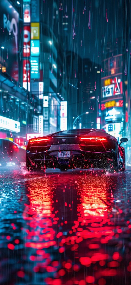Neon Rain Supercar - Related OpersCraft wallpaper