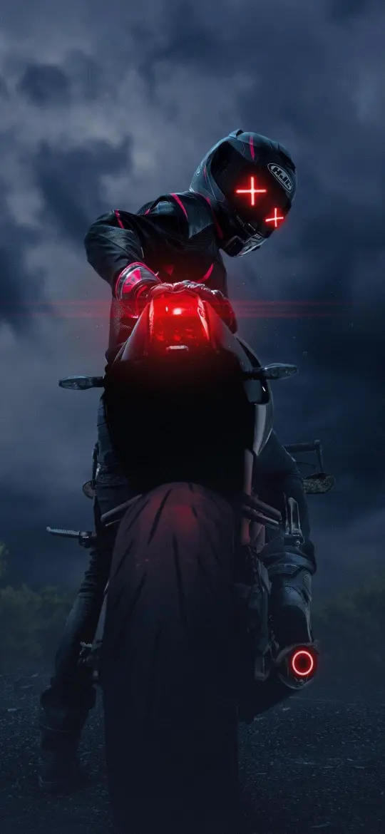 Neon Rider at Night