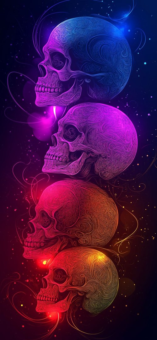 Neon Skull Gradient Art - Related StockWalls wallpaper